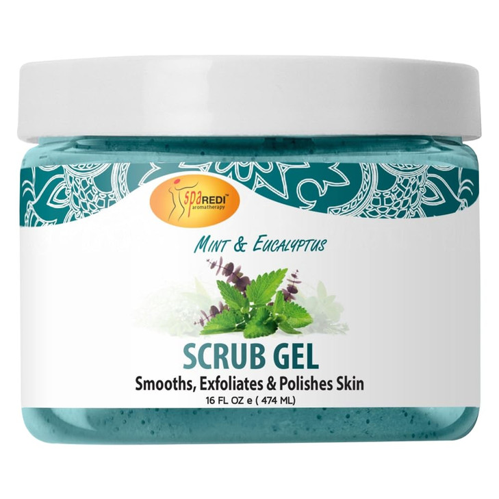 SPA REDI Exfoliating Scrub Pumice Gel Mint and Eucalyptus 16 oz Manicure Pedicure and Body Exfoliator Infused with Hyalu