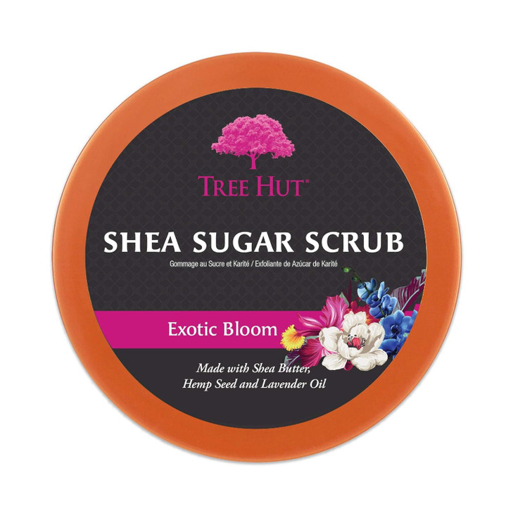 Tree Hut Exotic Bloom Shea Sugar Scrub Exfoliating Body Scrub Removes Dead Dry Skin for a Soft Hydrated Feel Nourishing