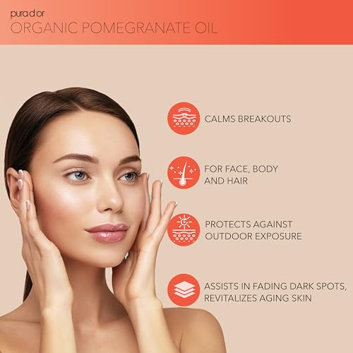 PURA DOR 4 Oz ORGANIC Pomegranate Oil 100 Pure USDA Certified Premium Grade Cold Pressed Body Oil Rich in Antioxidants F