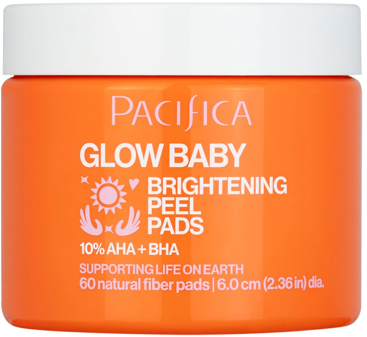 Pacifica Glow Baby Brightening Peel Pads 10 AHA BHA Exfoliating Face Pads for Glowing Skin Resurfacing Glycolic Acid Sal