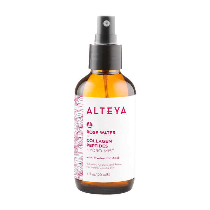 Alteya Organics Rose Water Face Toner With Collagen Peptides Hyaluronic Acid Hydrating Facial Mist for AntiAging Firming