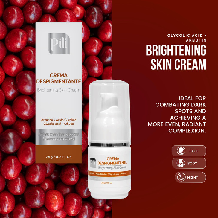 Pili Brightening skin cream with Arbutin Glycolic Acid Restores Skin Tone Brightens Complexion Dark Spot cream for Face
