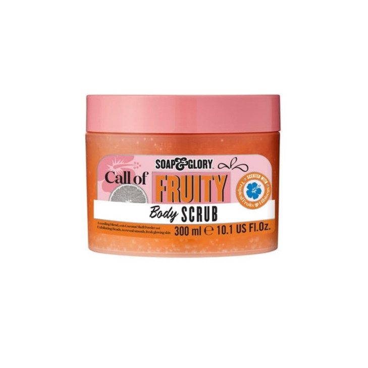 Soap Glory Call Of Fruity Exfoliating Body Scrub Tropical Fruit Scented Body Polish with Coconut Shell Powder 300ml