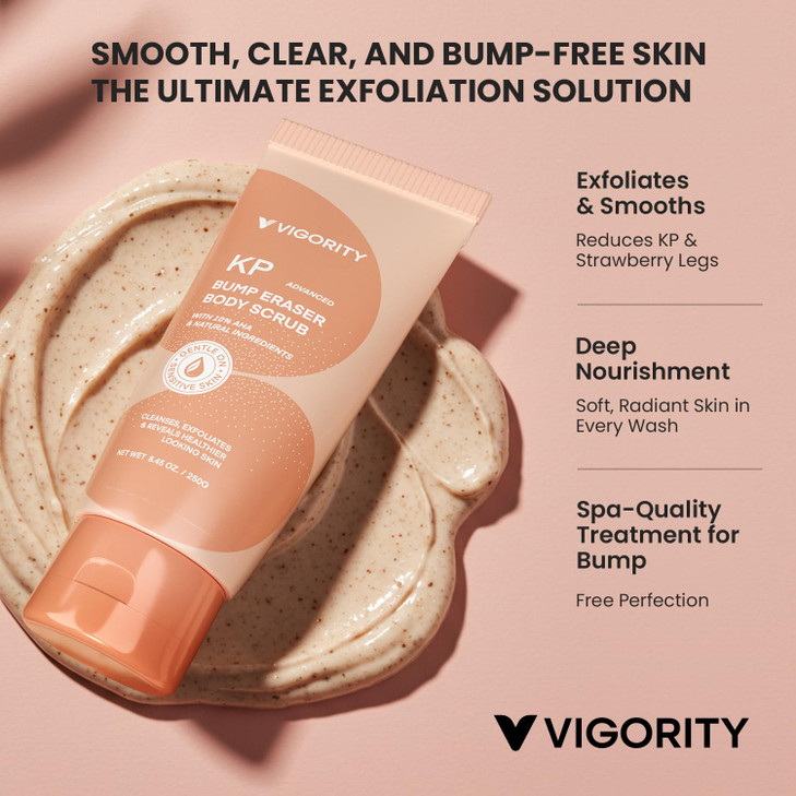 KP Bump Eraser Body Scrub Keratosis Pilaris Treatment for Strawberry Legs Chicken Skin Exfoliating Body Scrub for Women