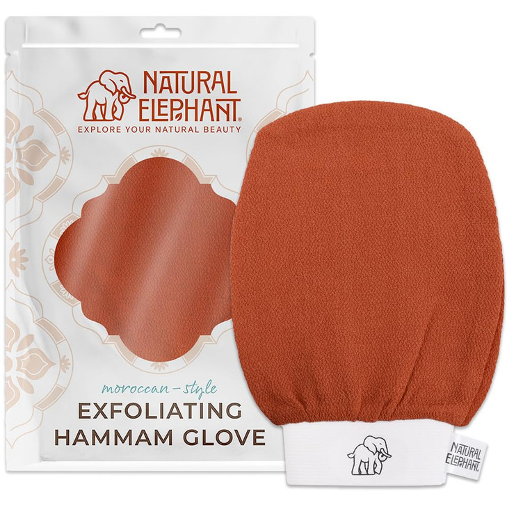 Natural Elephant Exfoliating Hammam Glove Authentic Moroccan Kessa Body Scrub Mitt for SpaQuality Skin Renewal Burnt Ora