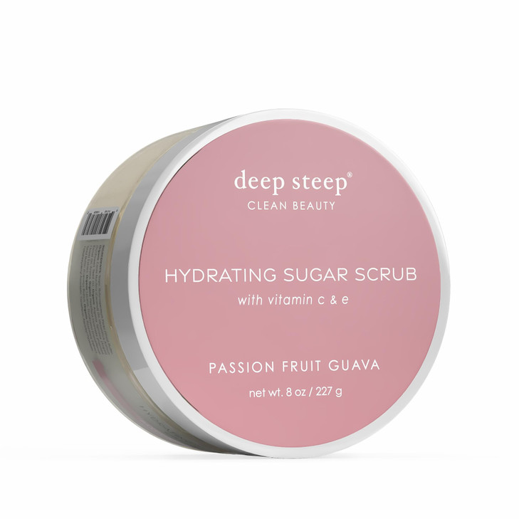 Deep Steep Sugar Scrub Passion Fruit Guava 8 oz Exfoliating Body Scrub with Organic Coconut Oil Shea Butter Argan Oil Ve