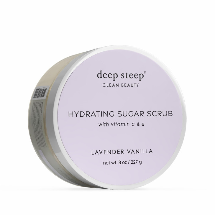 Deep Steep Sugar Scrub Lavender Vanilla 8 oz Exfoliating Body Scrub with Organic Coconut Oil Shea Butter Argan Oil Vegan