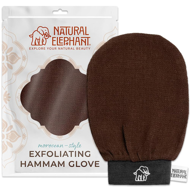 Natural Elephant Exfoliating Hammam Glove Authentic Moroccan Kessa Body Scrub Mitt for SpaQuality Skin Renewal Chocolate