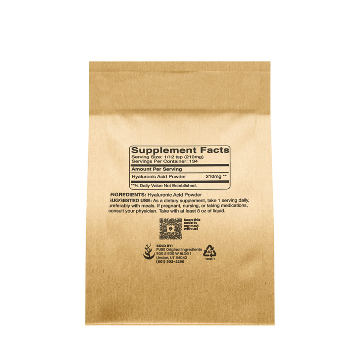 PURE ORIGINAL INGREDIENTS Hyaluronic Acid 1oz Water Soluble High Molecular Weight
