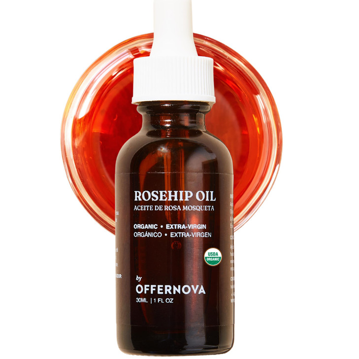 Offernova Organic Rosa de Mosqueta Oil USDA Certified Rosehip Seed Oil Pure Cold Pressed Repairs Brightens Skin Gua Sha