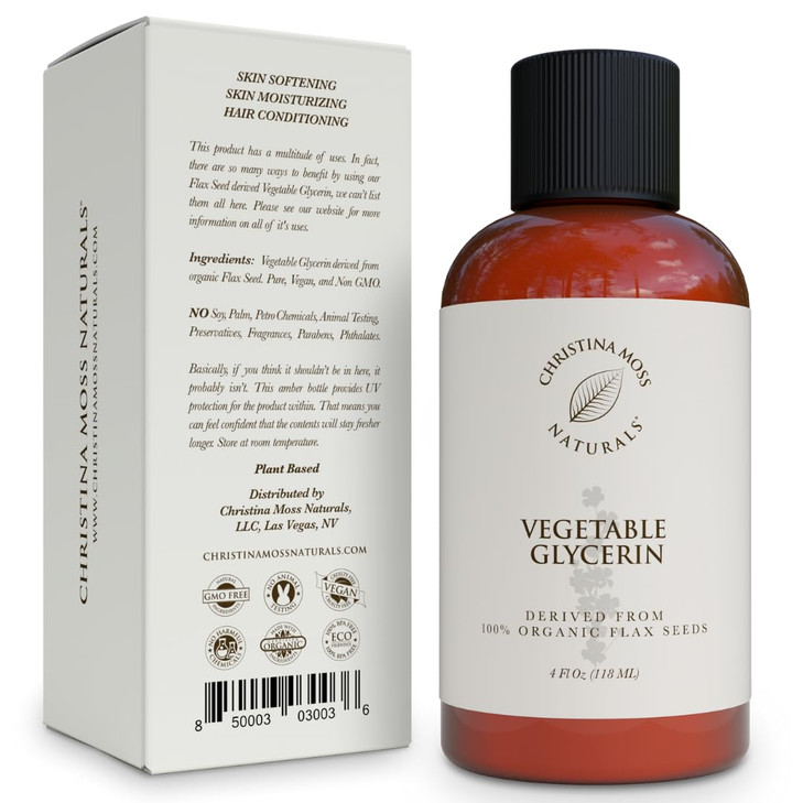 Christina Moss Naturals Vegetable Glycerin Organic Flax Seeds No Palm Use DIY Soap makers adds moisture to Cream Shampoo