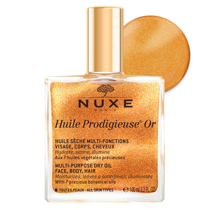 Nuxe Huile Prodigieuse Shimmer Dry Oil With 7 Botanical Oils for Radiant Glow Hydration for Face Body Hair 33 Fl Oz