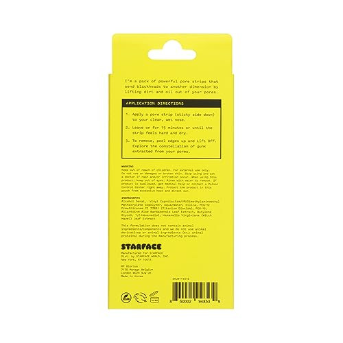 Starface Lift Off Pore Strips Blackhead Remover Deep Cleansing Nose Strip Patches for Pores 8 count
