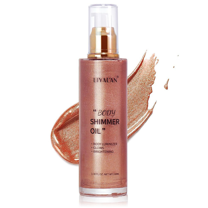 Liyalan Shimmer Body Oil Rose Gold 5 Color Bronze Face Glow Pearl Highlighter Illuminator body Makeup Shine Glitter Gold