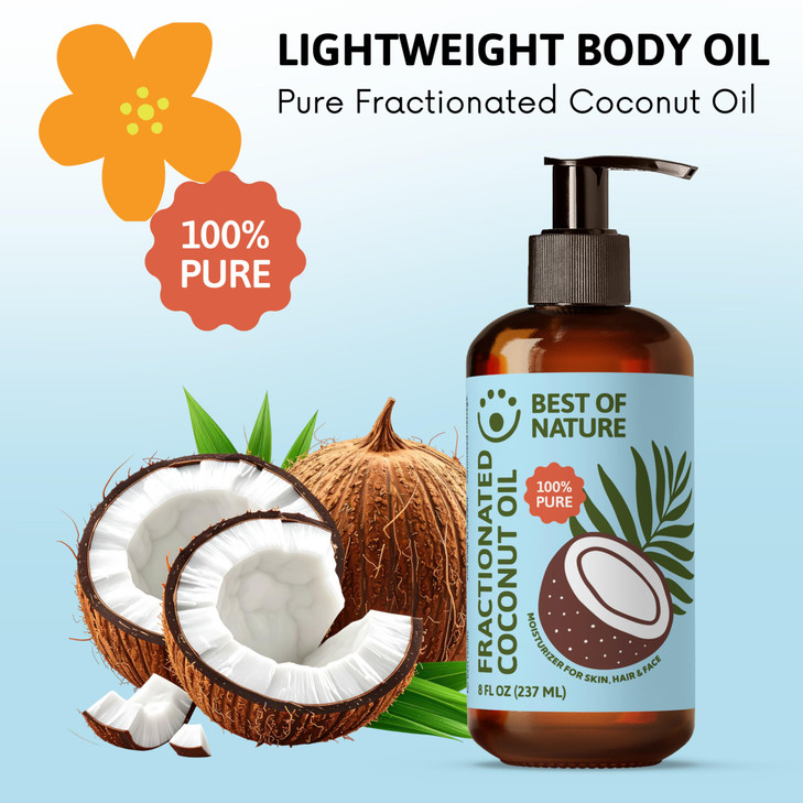 Best of Nature 100 Pure Fractionated Coconut Oil Natural Massage Oil Unscented Moisturizer for Men and Women for Skincar