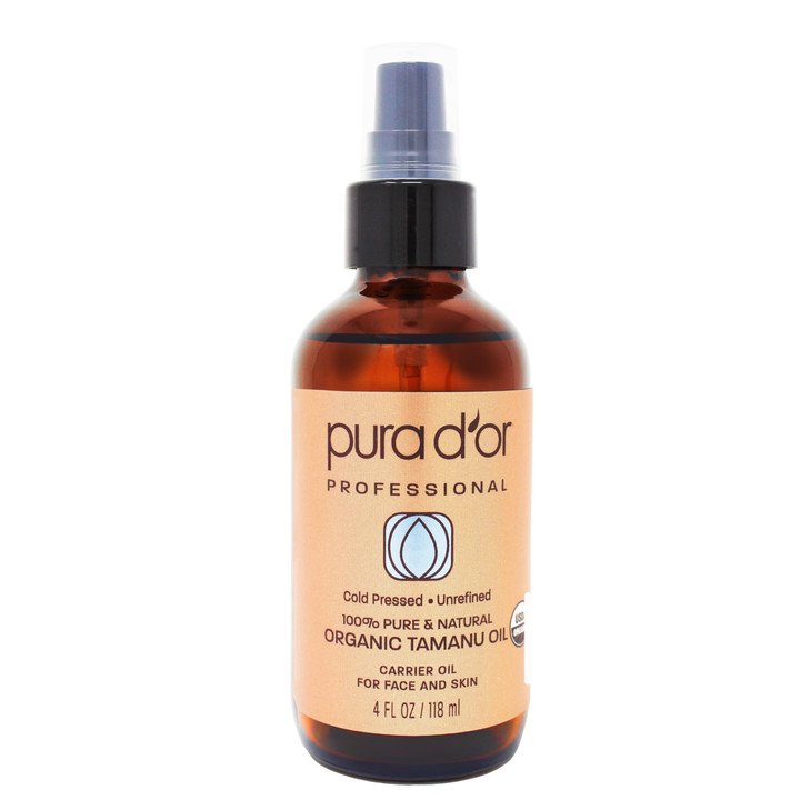PURA DOR 4 Oz Organic Tamanu Oil USDA Certified 100 Pure Natural Cold Pressed Carrier Oil Premium Grade Moisturizer For
