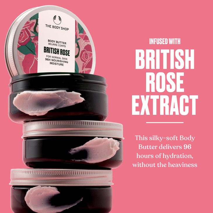 The Body Shop British Rose Body Butter Nourishing Moisturizing Skincare for Normal Skin Vegan 675 oz