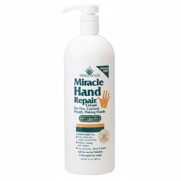 Miracle Hand Repair Cream for Dry Cracked Hands 32 oz Best Healing Hand Cream with 60 Aloe Vera NonGreasy Moisturizer fo