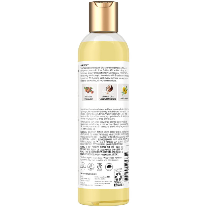 SheaMoisture Body Oil Daily Hydration 2Pack Lightweight NonGreasy Moisturizer with Virgin Coconut Oil for Soft Smooth Sk
