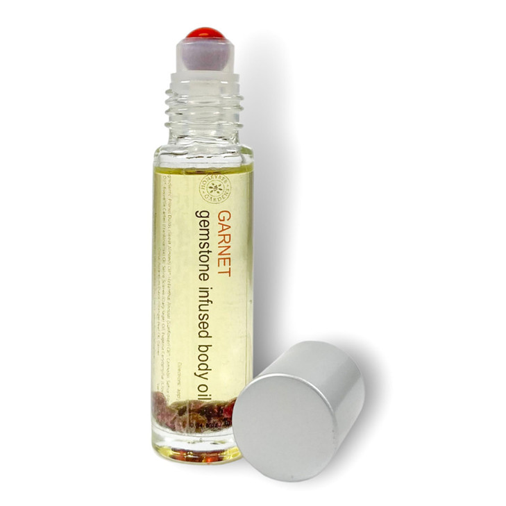 Honeybee Gardens Crystal Infused Body Oil Rollerball Garnet Organic Moisturizing NonGreasy for All Skin Types 2 Fl Oz
