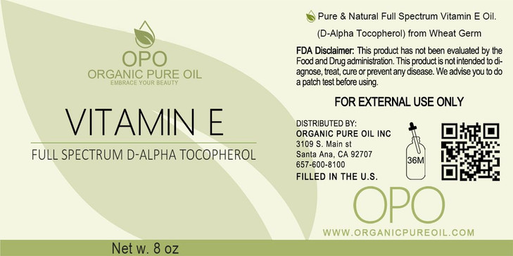 OPO Vitamin E Oil Pure Full Spectrum DAlpha Tocopherol Derived from Wheat Germ SoyFree for Hair Skin Face Body Nails Cut