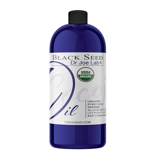 Dr Joe Lab Organic Black Seed Oil 32 oz USDA Certified Pure Cold Pressed Virgin Black Cumin Seed Oil Hair Skin Face Body