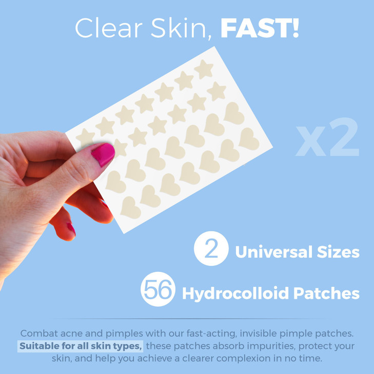 MEDca Acne Patches for Face Hydrocolloid Bandages 112 Count Pimple Patches for Face in Hearts Stars Acne Spot Treatment