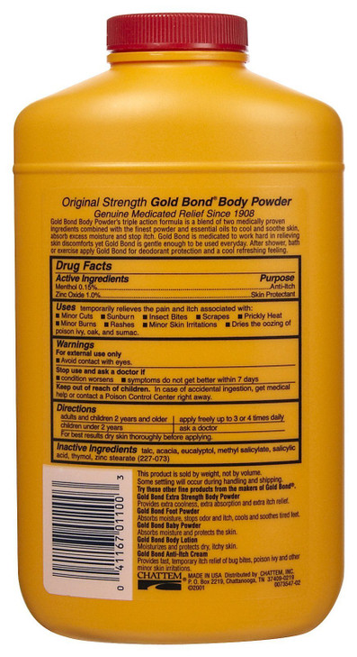 Gold Bond Medicated Original Strength Body Powder 283g Temporary Relief From Pain Itching Minor Skin Irritations Absorbs
