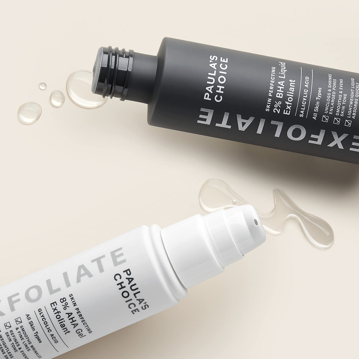Paulas Choice SKIN PERFECTING 8 AHA Gel Exfoliant 2 BHA Liquid Duo Facial Exfoliants for Blackheads Enlarged Pores Wrink