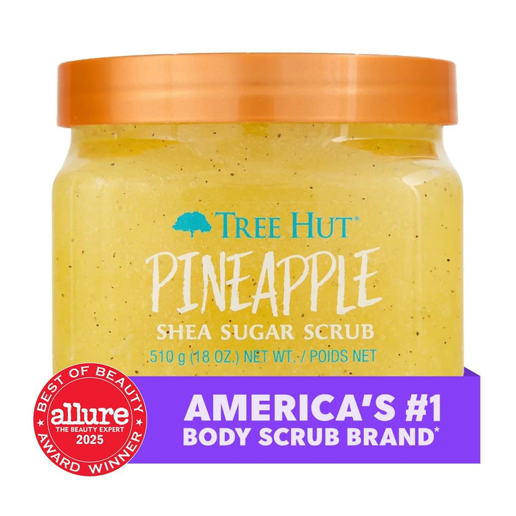 Tree Hut Pineapple Shea Sugar Scrub Exfoliating Hydrating Moisturizing Body Scrub with Shea Butter Nourishing Essential