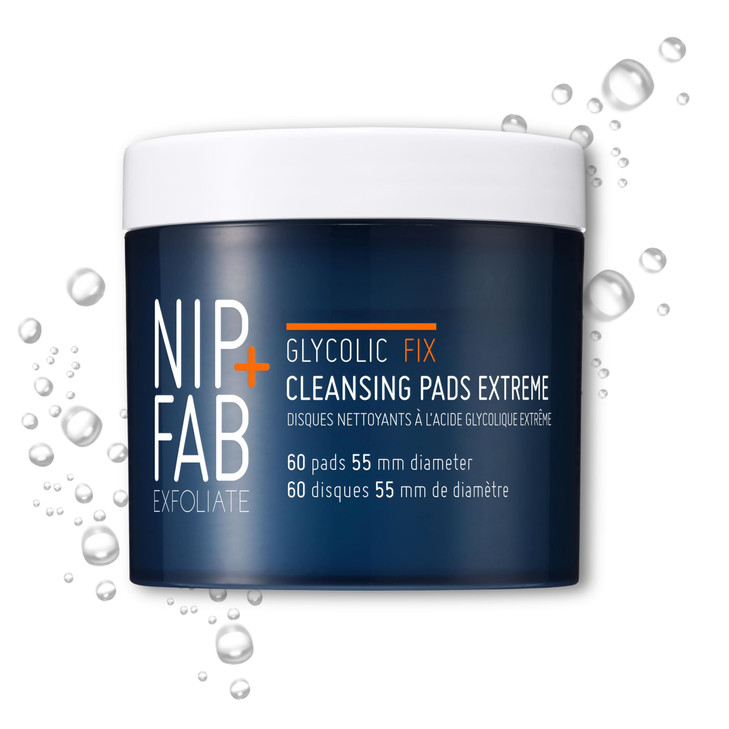 Nip Fab Glycolic Fix Night Pads Extreme 60 Count 5 Glycolic Acid Exfoliating Face Pads with Salicylic Acid Resurfacing A