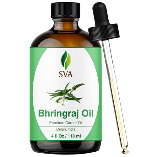 SVA Bhringraj Premium Carrier Oil 4oz 118ml With Dropper for Hair Oiling Scalp Massage Skin Care