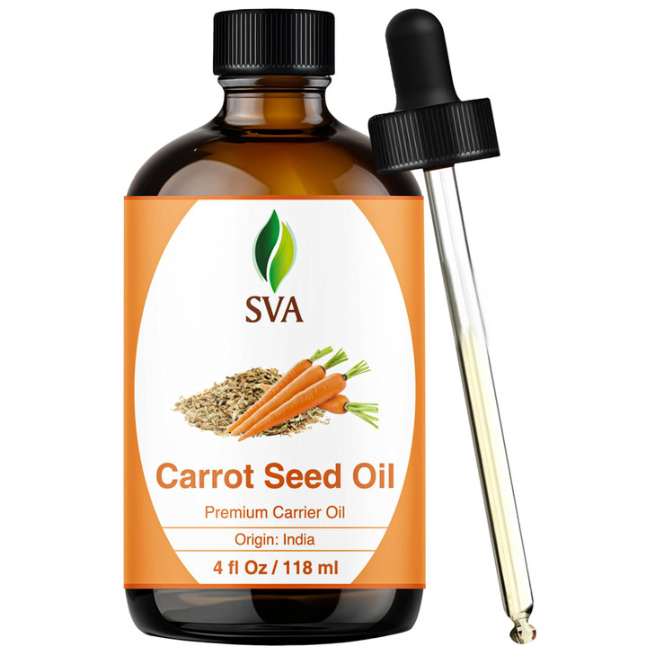 SVA Carrot Seed Oil 4 Fl Oz 100 Natural Cold Pressed Carrot Oil for Face Skin Care Hair Care Scalp Massage Body Massage