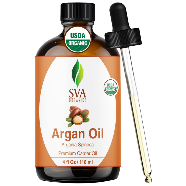 SVA Argan Oil Organic 4 Fl Oz 100 Natural Cold Pressed Organic Argan Oil for Face Skin Care Hair Care Scalp Massage Body