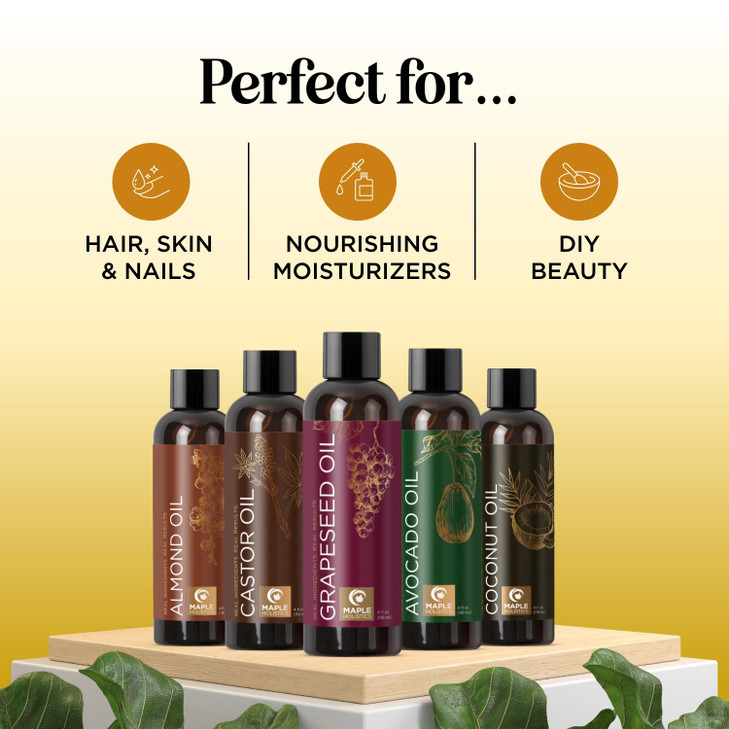Pure Carrier Oils for DIY Skin Care Set with Hair Oils Skin Oils for Body Care Moisturizers for Face and Body plus Nail