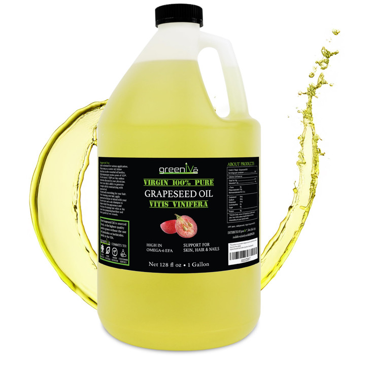 GreenIVe Grapeseed Oil Organically Grown 100 Pure Cold Pressed Light Flavor High Tempurature Cooking 128 Fl Oz Gallon