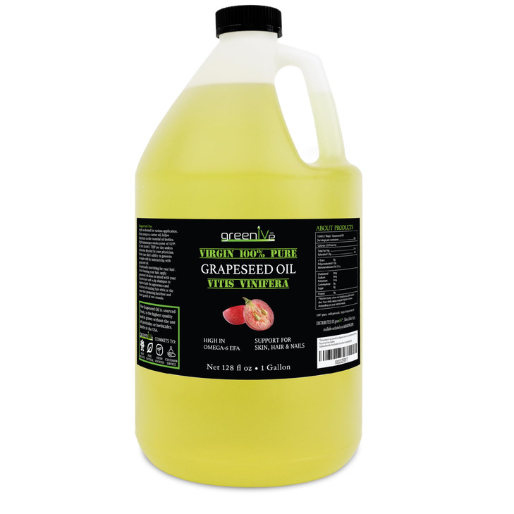 GreenIVe Grapeseed Oil Organically Grown 100 Pure Cold Pressed Light Flavor High Tempurature Cooking 128 Fl Oz Gallon