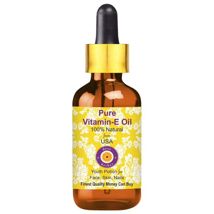 Deve Herbes Vitamin E Oil with Glass Dropper Infused Pure NonSticky Lightweight For Facial Care Men Women 50ml 169 oz