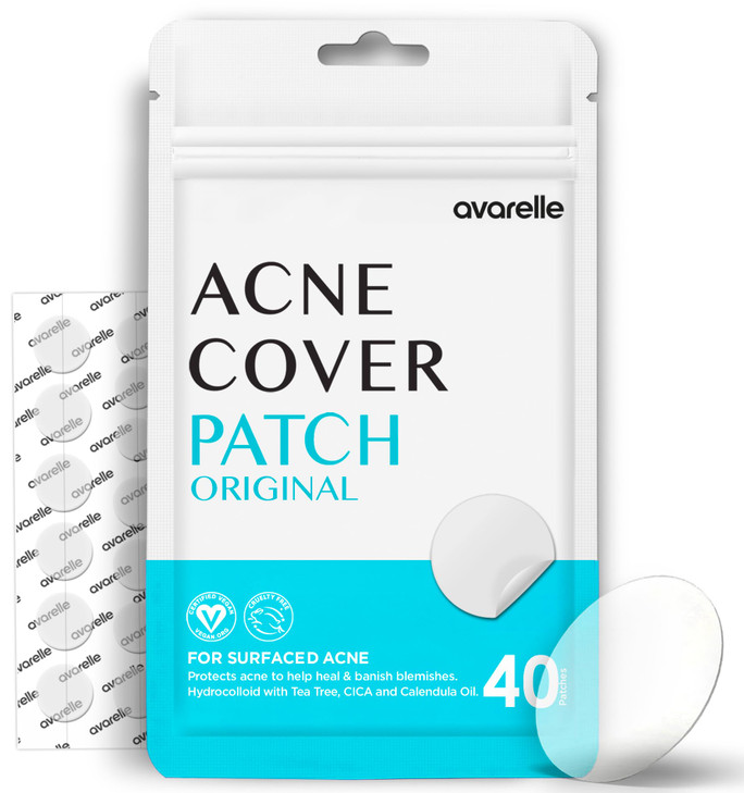 AVARELLE Acne Cover Patches Eligible Hydrocolloid Pimple Patches for Face with Tea Tree Oil Korean Skincare Zit Patches