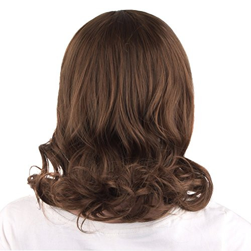 MapofBeauty 16 Inch/40 cm Short Side Bangs Medium Curly Wig (Brown) online at globaldelivered