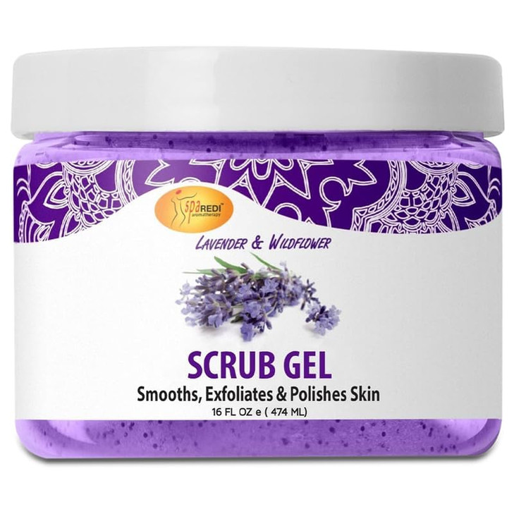 SPA REDI Exfoliating Scrub Pumice Gel Lavender and Wildflower 16 Oz Manicure Pedicure and Body Exfoliator Infused with H