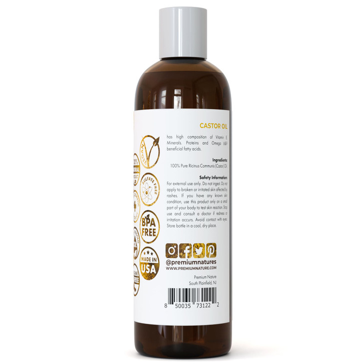 Castor Oil Pure Carrier Oil Cold Pressed Castor Oil for Essential Oils Mixing Natural Skin Moisturizer Body Face Eyelash