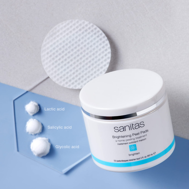 Sanitas Skincare Brightening Peel Pads Home Peeling Treatment With Lactic Glycolic and Salicylic Acids Exfoliating Treat