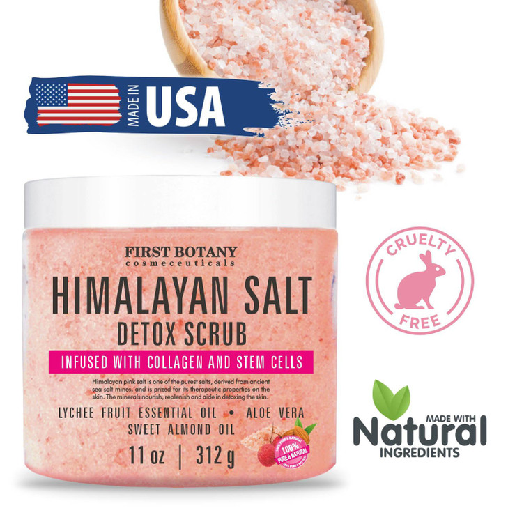 First Botany Body Scrub Natural Exfoliating Salt Scrub Body and Face Souffle helps with Moisturizing Skin Acne Cellulite