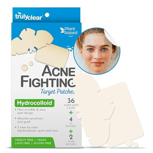 Truly Clear Target Patches for Face Body 42 Count Hydrocolloid Acne Spot Stickers for Zits and Blemishes Vegan CrueltyFr