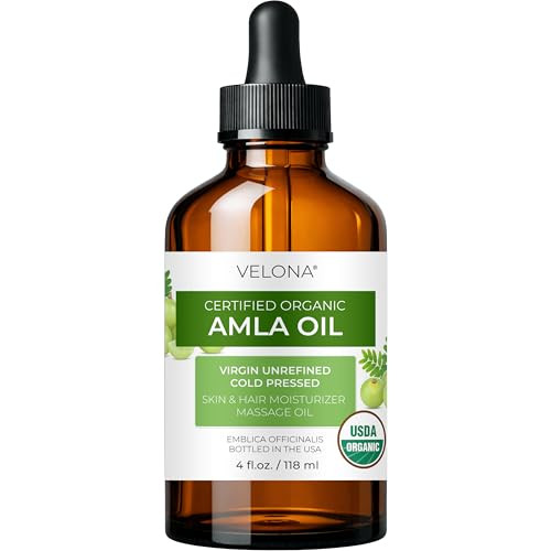 velona Amla Oil USDA Certified Organic 4 Fl Oz 100 Pure and Natural Carrier Oil Extra Virgin Unrefined Cold Pressed