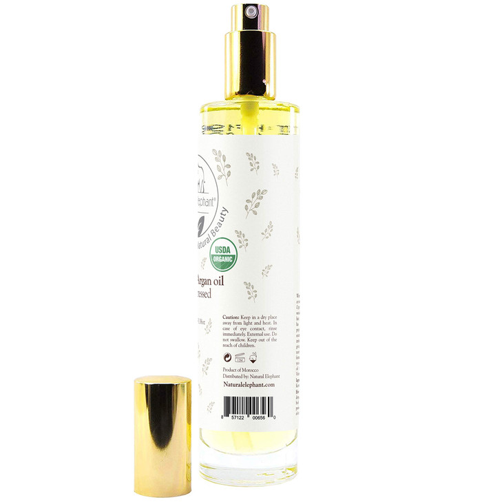 Natural Elephant USDA Certified Organic 100 Pure Argan Oil ColdPressed 100 ml 338 fl oz Nourishing Hydrating for Skin Ha
