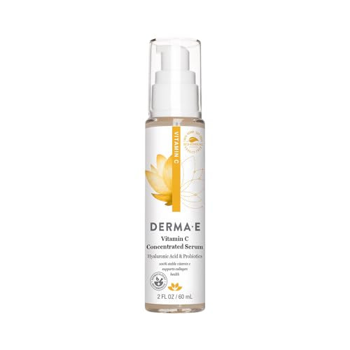 DERMA E Vitamin C Concentrated Serum 2 Oz with Hyaluronic Acid Vitamin E Aloe All Natural AntioxidantRich Concentrated F