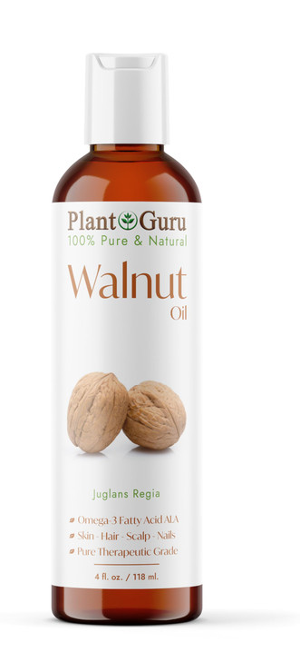 Plant Guru Walnut Oil 4 fl oz Cold Pressed 100 Pure Natural Skin Body Face and Hair Growth Moisturizer Great For Creams