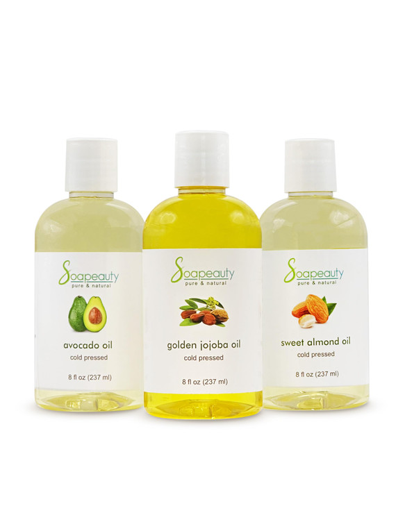 Sweet Almond Oil Golden Jojoba Oil Avocado Oil Pack of 3 Cold Pressed Carrier for Essential Oils Moisturizer for Skin Fa